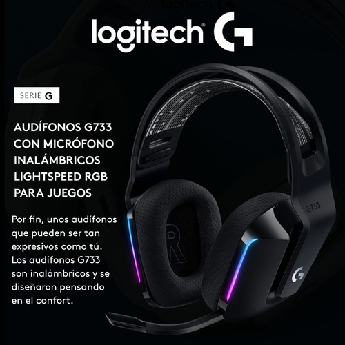 Imagen 2 de 10 de Diadema Gamer Inalámbrica Rgb Logitech G733 / 7.1 Dts, Negra