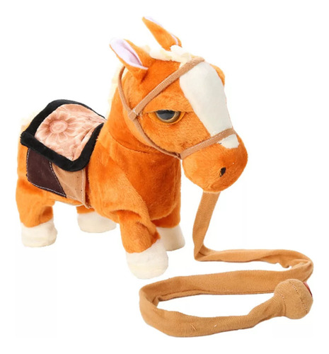 Caballo Grande De Peluche Con Silla De Montar De Color Beige