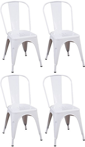 Silla Apilable C Respaldo Diseño De Metal 4 Uni Blanco C 233