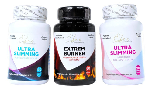 Pack 1 Frasco De Ultraslimming Dia + 1 Noche+ 1 Extem Burner