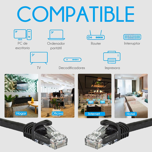 Cable Para Red Cat7 Vention Rj45 Ethernet Utp Negro Ele-Gate