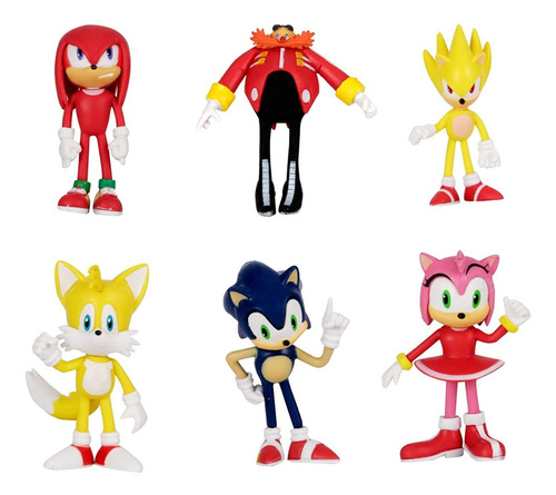 Figuras Juguetes 6pcs/set Sonic Tails Amy Rose Dr. Eggman