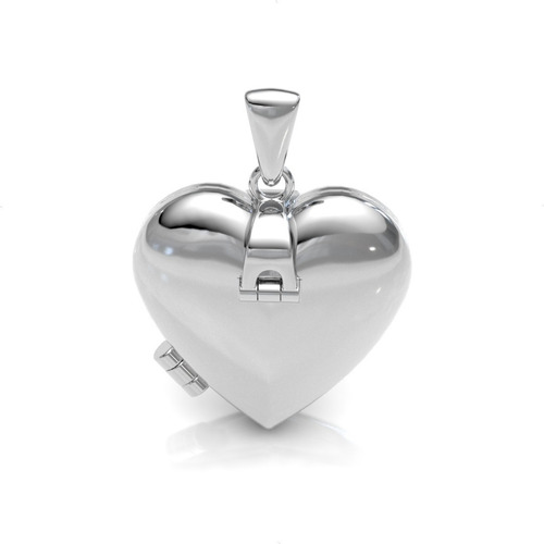 Dije Relicario Corazón Liso De Plata Ley .925 Mamá Agálea