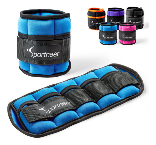 Tobilleras Deportivas Con Peso Ajustable Correa Velcro Azul Azul