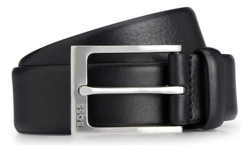 Cinturón De Piel Boss Para Hombre Con Hebilla Plateada Color Negro Talla 30.0