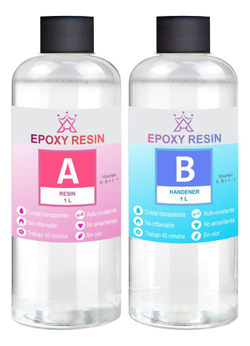 Resina Epoxica 2 Litros 1x1 Transparente De Alto Brillo