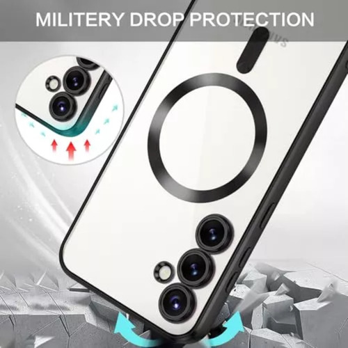 Funda Para Samsung S25 Magnetica Iman Protector Transparente Negro S25