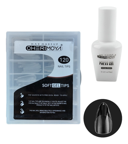 Set Cherimoya Tips Soft Gel + Press Gel Liquido (2 Piezas)