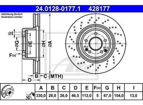 Discos De Frenos Delantero M. Benz Slk350 09-12 ... Par Ate