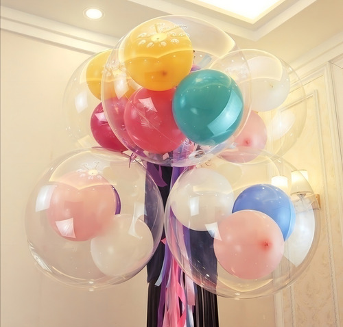 15 Globo Burbuja Transparente Para Peluche #24-30 Boca Anch
