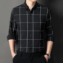Comprar Camisas De Vestir A Cuadros De Manga Larga De Primavera Core