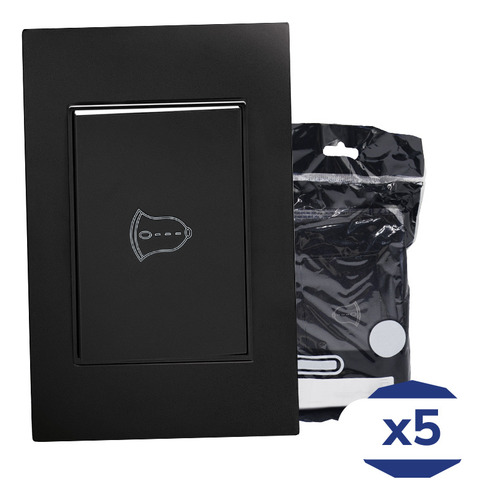 Placa Contacto Timbre Negro Mate 77x124mm Premium Artlite Apl-313 Paquete 5 Piezas