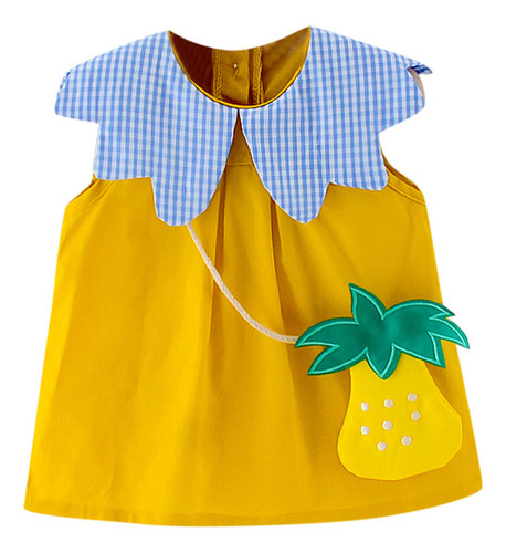 Vestido Para Niña, Bolsa De Frutas Con Estampado A Cuadros,