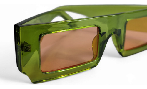Lentes De Sol Estilo Y2k Fashion Unisex Green Marrón Verde