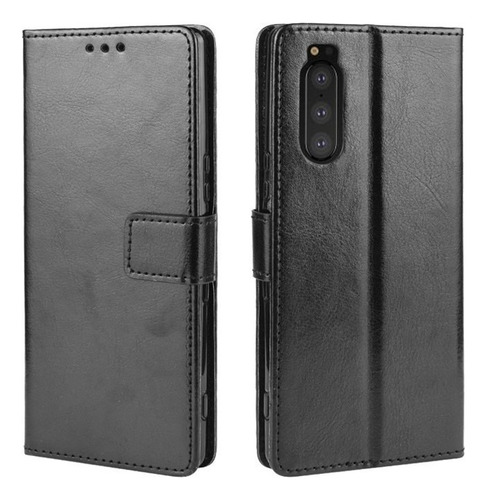 Funda De Anticaída For Sony Xperia 5 De Cuero Flip Cartera