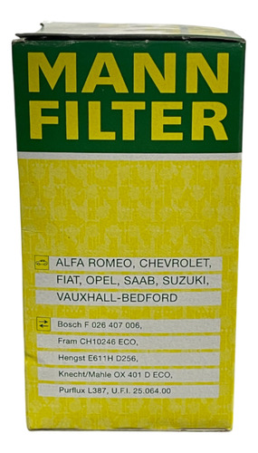Filtro De Aceite Mann Filter Hu 612/2 X Chevrolet Cruze 1.8