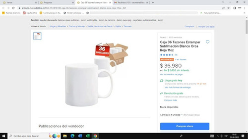 Imagen 2 de 2 de Caja 36 Tazones Estampar Sublimación Blanco Orca Roja 11oz