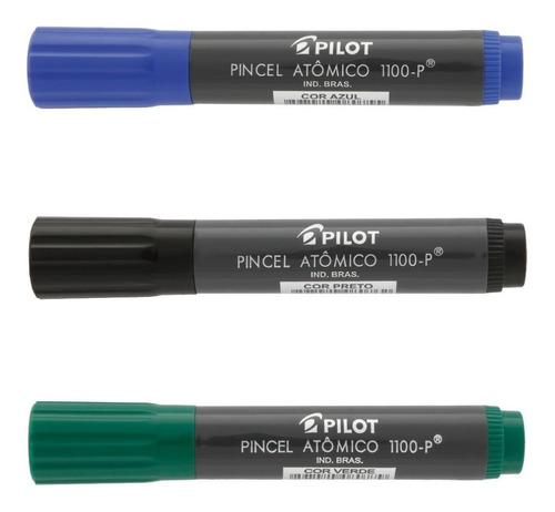 Pincel Marcador Permanente Atômico Pilot Kit Com 3 Cores