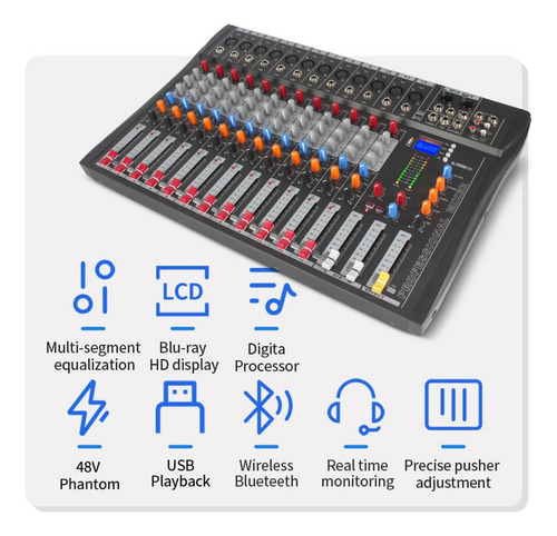 Amplificador Mezclador De Audio De 12 Canales Con Usb