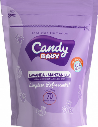 Candy Toallitas Humedas Lavanda Y Manzanilla Paquete 70 Unid