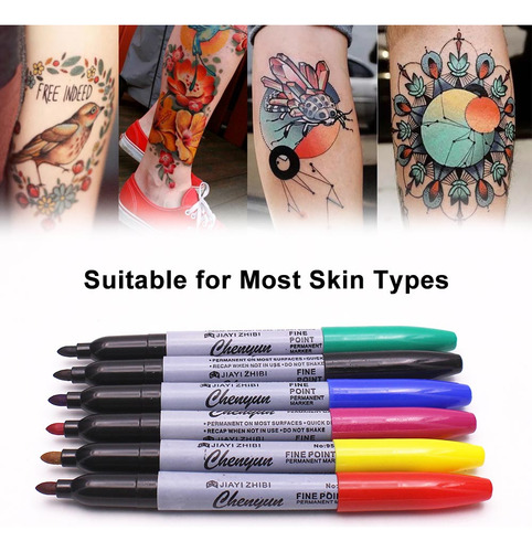 Pj 6 Unids Lápiz Marcador De La Piel Del Tatuaje Piercing
