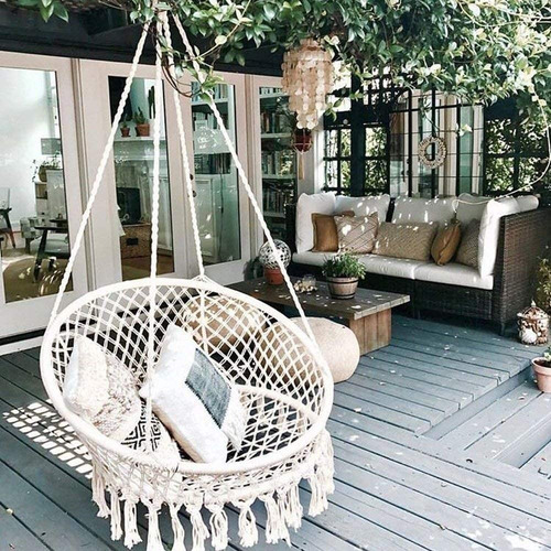 Imagen 7 de 10 de Hamaca Sillon Columpio Macrame Colgante Interior Exterior