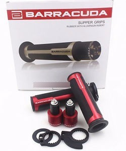 Puños + Topes De Manubrio Para Motos! Barracuda. Color Rojo