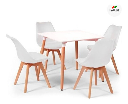 Juego De Comedor Mesa Eames 70x70 + 4 Sillas Tulip | Contado