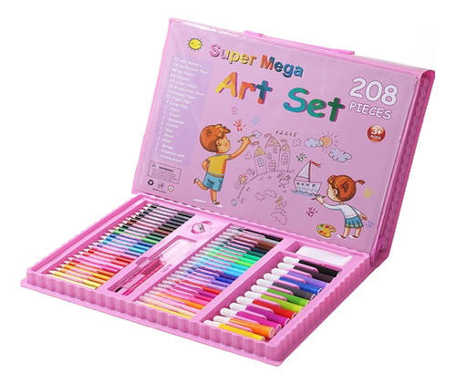 Set De Dibujo Para Niños Lápiz De Colores Acuarelas 208 Piez