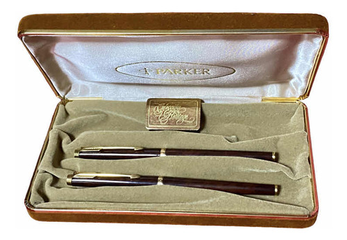 Parker Francia Laca Marrón En Estuche Pluma Rara Y Lapicera