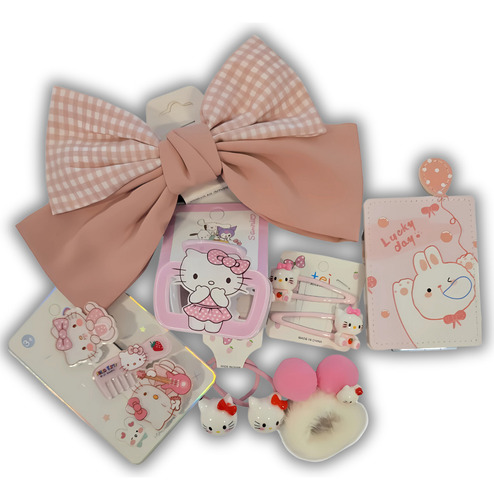 Set Kit Accesorios De Pelo Sanrio Kitty Kawaii Rosa