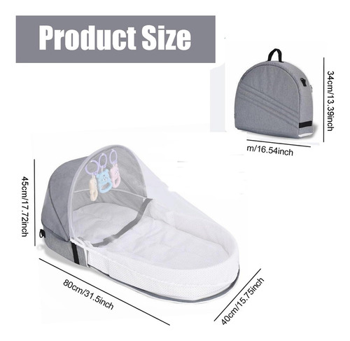 Cama Moisés Para Bebé Portátil Plegable Con Mosquitera