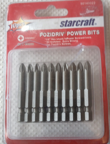 Pack Puntas Atornillar Pozidriv 1/4  X 10 Pz