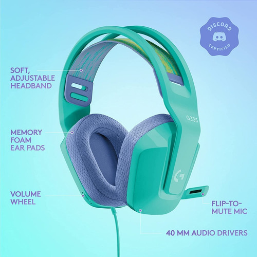 Audifono Gamer Logitech G335 Menta Pc/ps4/switch/xbox Color Celeste