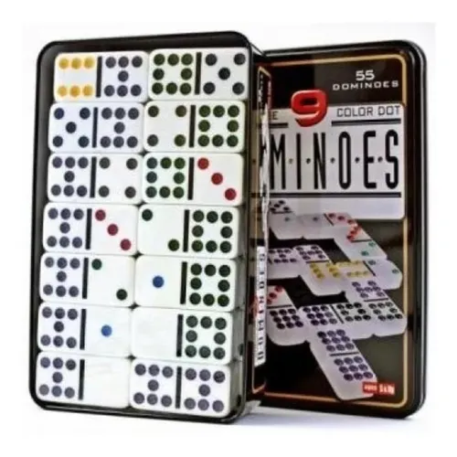 Domino Juego De Mesa Doble 9 50 Fichas De Colores