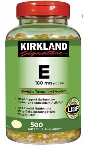 Vitamina E Kirkland 500 Capsulas - Unidad a $185