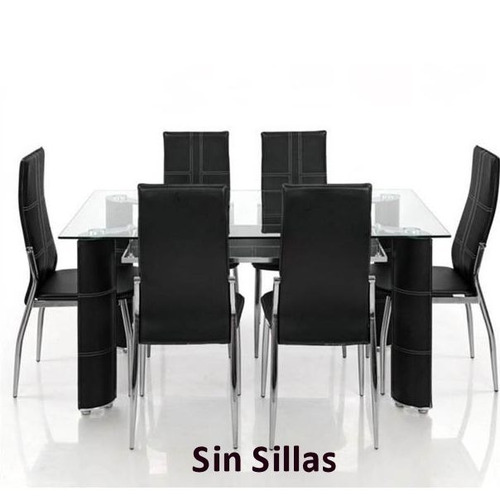 Mesa De Vidrio Rectangular 1.80m X 85cm Bae Ecocuero Negro