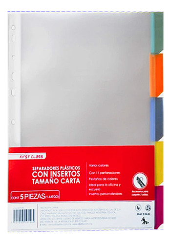 Separadores Plastico First Class 9156, Juego 5 Divisiones