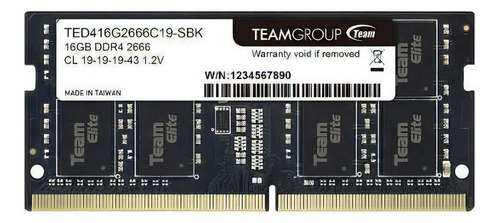 Memoria RAM Elite color negro 16GB 1 Team Group TED416G2666C19-S01