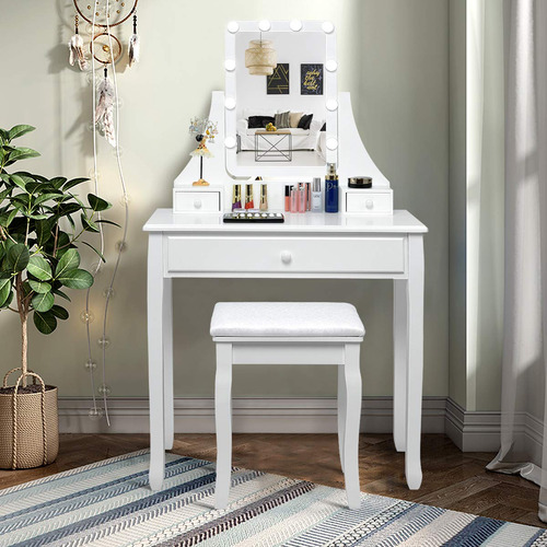 Charmaid Vanity Set With Lighted Mirror Makeup Dressing