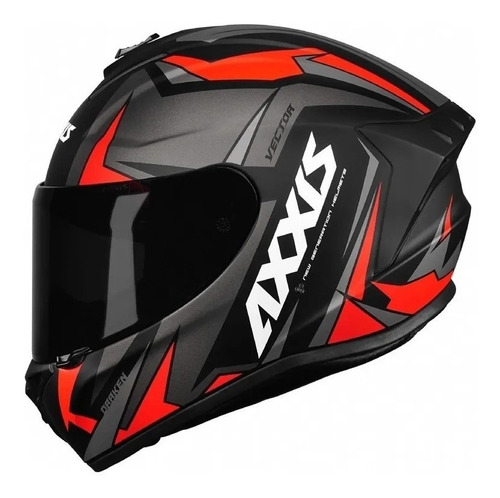 Capacete Axxis Draken Vector Matt Black Grey Red Vermelho