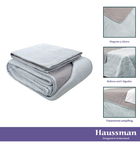 Colcha King Size Cubrecama Gris + 2 Fundas Almohada