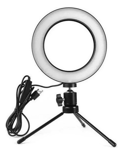 Iluminador De Led Com Tripe Ring Light Usb 16cm 3500k 6000k Cor da luz Preto