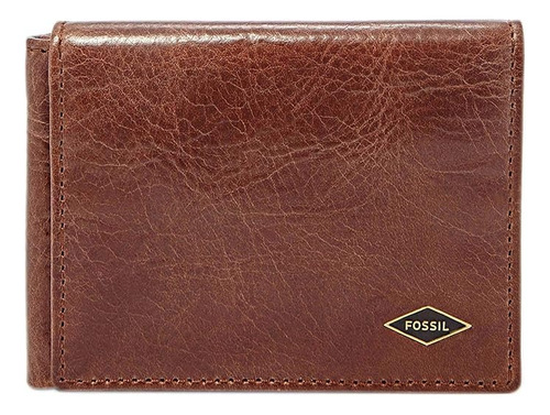Cartera Fossil De Lujo 100% Color Café Diseño De La Tela Liso