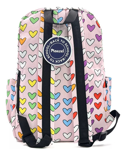 Mochila Marcel Chicos Unisex Varon Nena Reforzada Bolsillo. Corazones