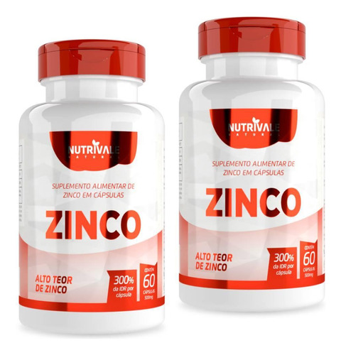 Kit 2x Zinco Quelato 300% Idr 60 Cápsulas - Nutrivale