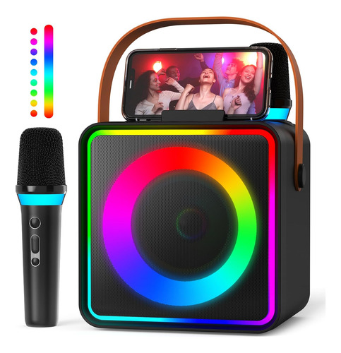 Máquina De Karaoke 2 Micrófonos Inalámbricos Bluetooth Portá