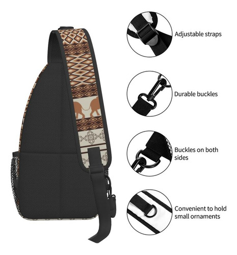 Bandolera De Pecho Con Estampado Geométrico Y Elefante Para Hombre