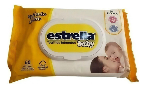 Toallitas HĂşmedas | Estrella Baby | Cuidado Diario | 50uni.