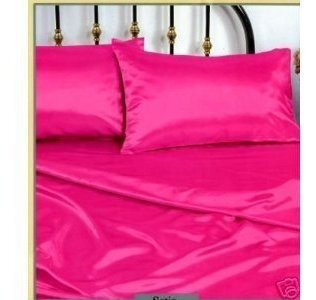 Hot Pink Sedoso California King Satinado Almohada, Amueblada